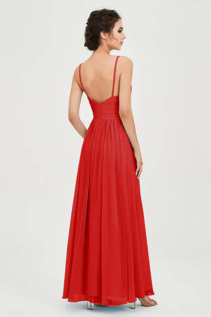 Vestido Ceremonia Mujer de Gasa Corte Imperio Escote en V