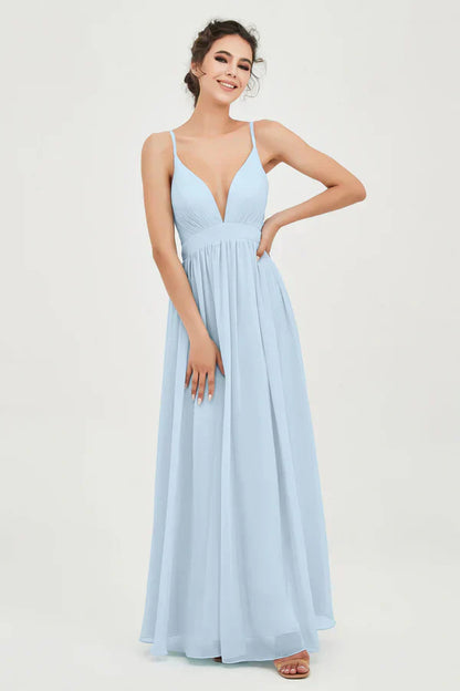 Vestido Ceremonia Mujer de Gasa Corte Imperio Escote en V