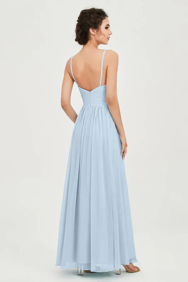 Vestido Ceremonia Mujer de Gasa Corte Imperio Escote en V
