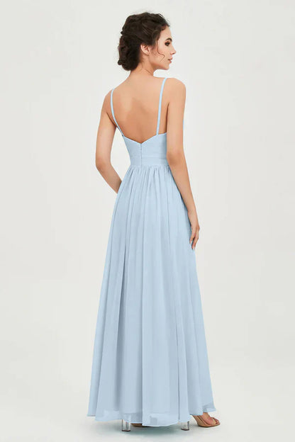 Vestido Ceremonia Mujer de Gasa Corte Imperio Escote en V