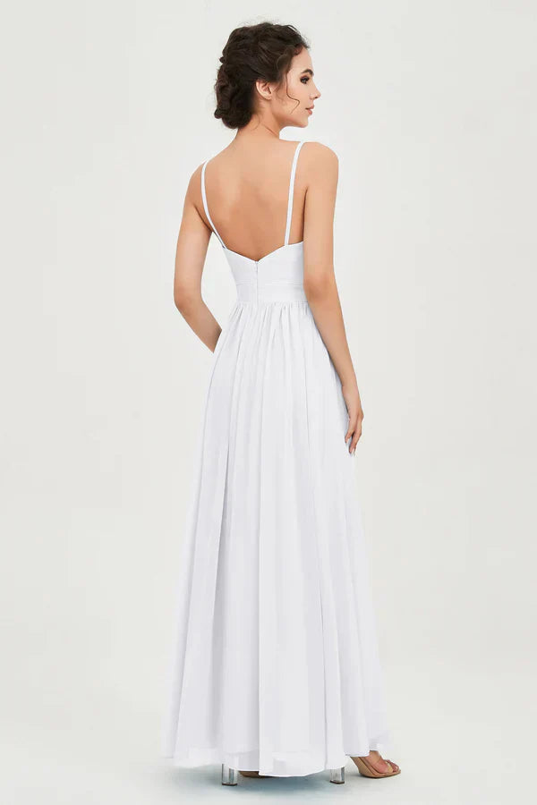 Vestido Ceremonia Mujer de Gasa Corte Imperio Escote en V