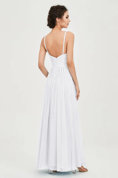 Vestido Ceremonia Mujer de Gasa Corte Imperio Escote en V