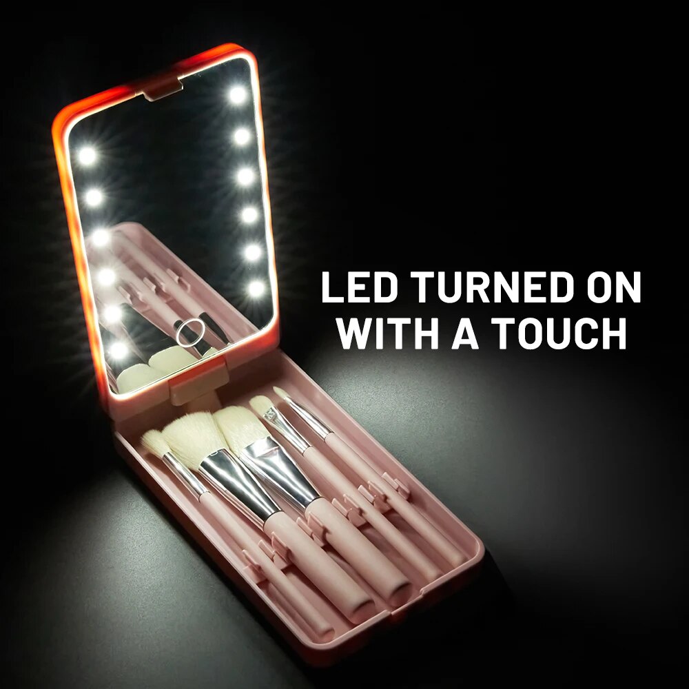 Set de brochas maquillaje Unisex con estuche compacto viaje