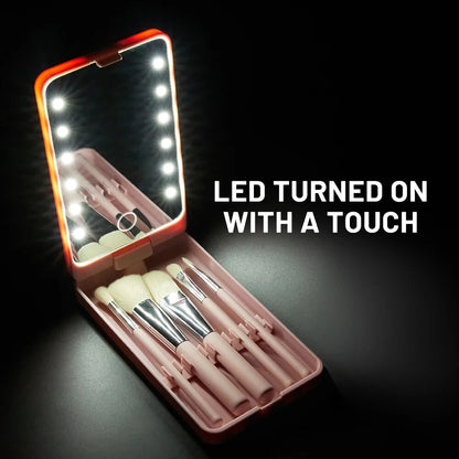 Set de brochas maquillaje Unisex con estuche compacto viaje