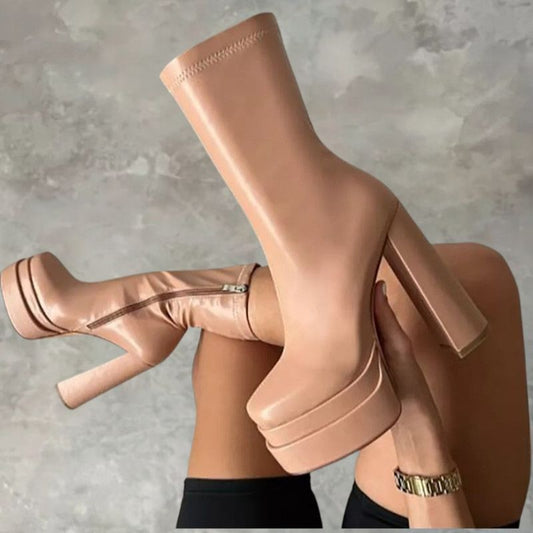 Botas altas mujer de cuero estilo elegante - Mavetta