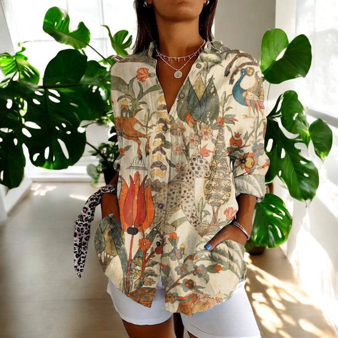 Blusa Mujer Fluida Botones Estilo Relajado