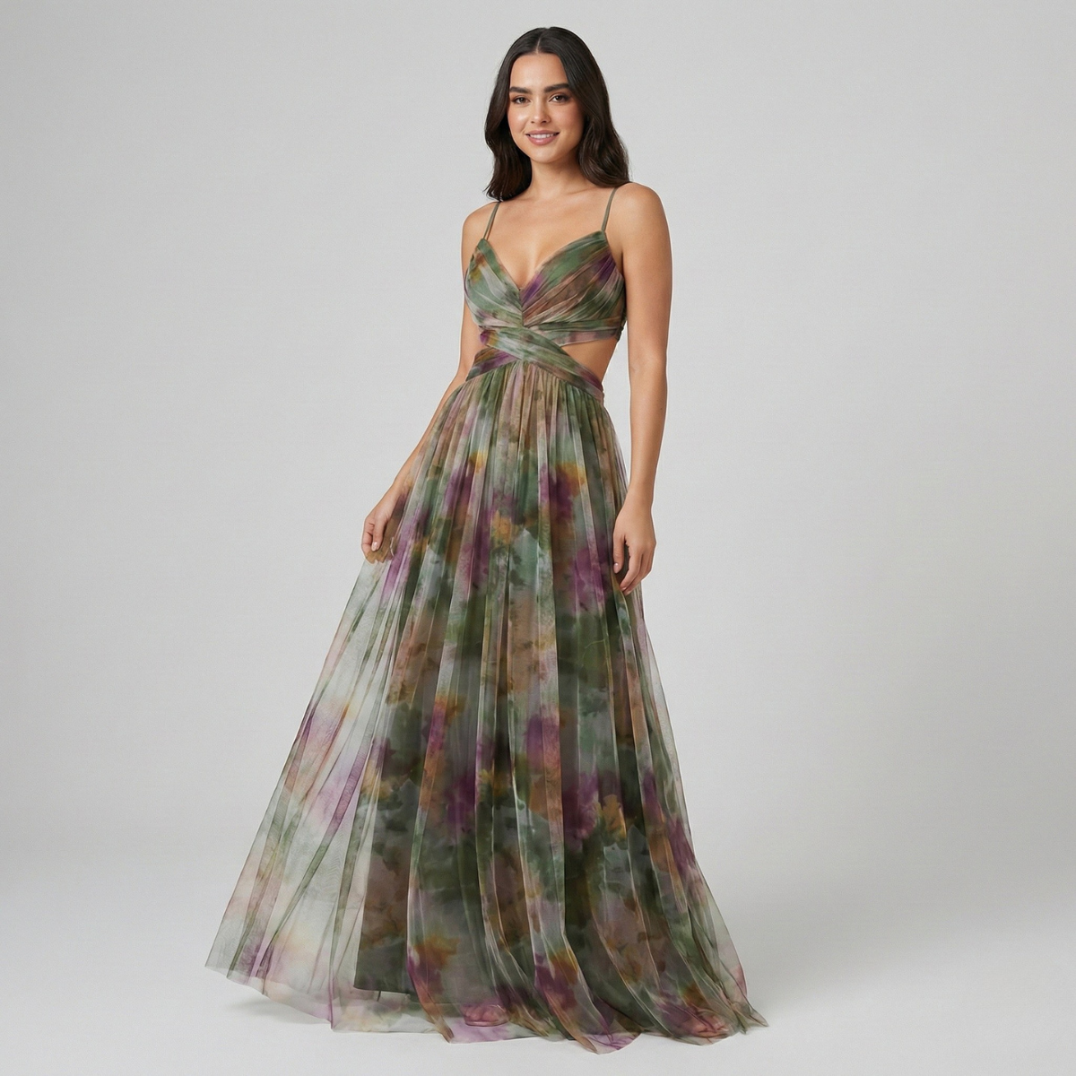 Vestido Largo Mujer Seda Sin Mangas Aberturas Cintura - Mavetta