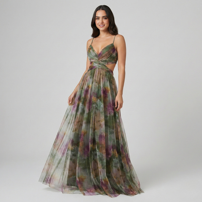 Vestido Largo Mujer Seda Sin Mangas Aberturas Cintura - Mavetta