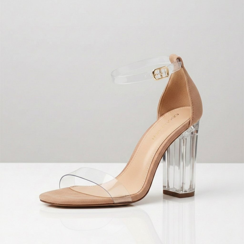Sandalias Mujer con Tacón Transparente y Pulsera en Tobillo - Mavetta