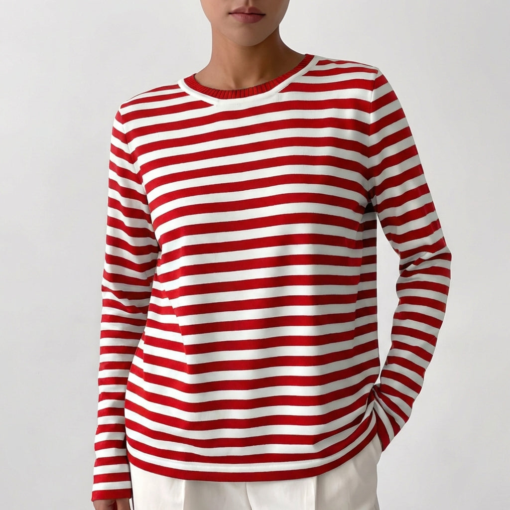 Jersey Mujer de Rayas Cuello Redondo Casual