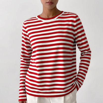 Jersey Mujer de Rayas Cuello Redondo Casual