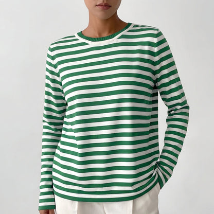 Jersey Mujer de Rayas Cuello Redondo Casual