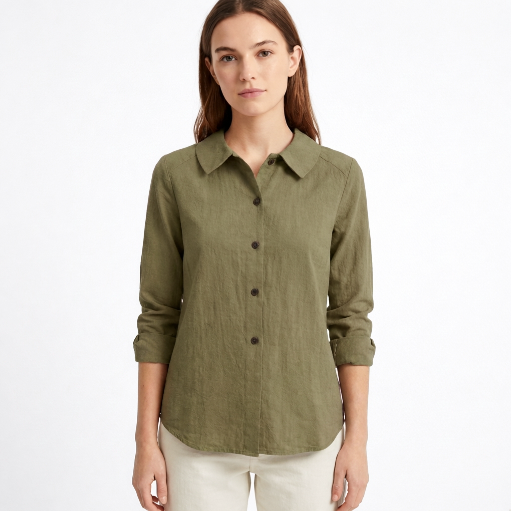 Sobrecamisa Mujer Algodón Holgada con Botones Casual