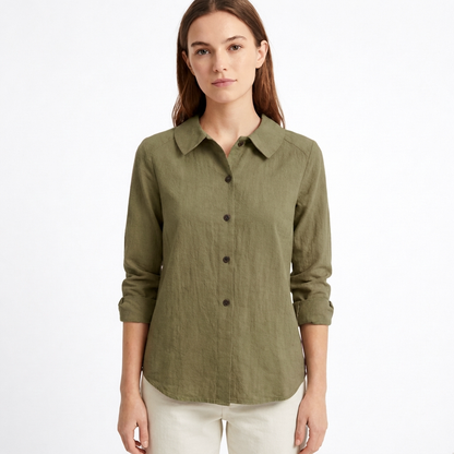 Sobrecamisa Mujer Algodón Holgada con Botones Casual