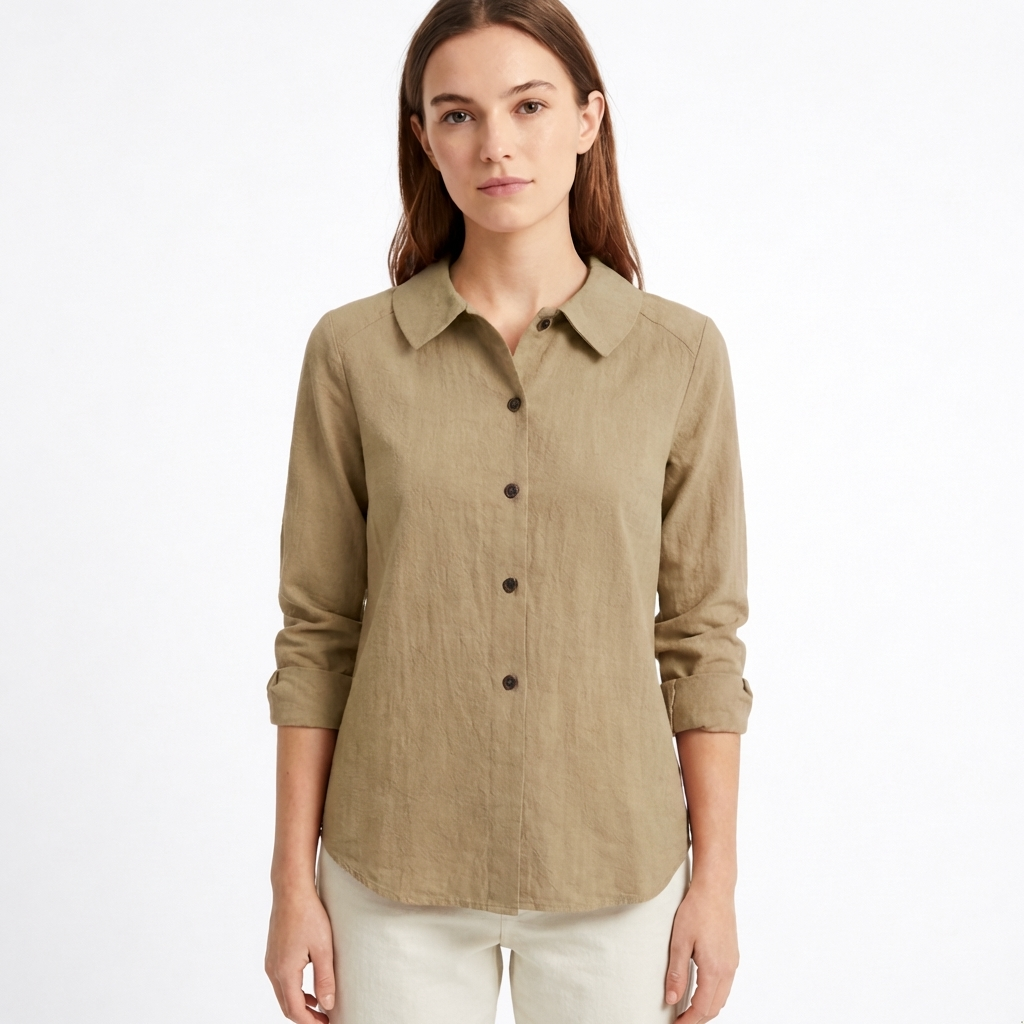 Sobrecamisa Mujer Algodón Holgada con Botones Casual