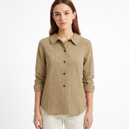 Sobrecamisa Mujer Algodón Holgada con Botones Casual