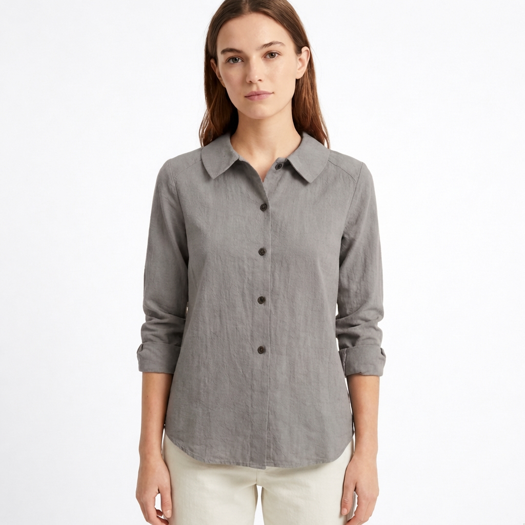 Sobrecamisa Mujer Algodón Holgada con Botones Casual