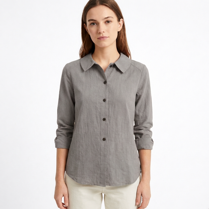 Sobrecamisa Mujer Algodón Holgada con Botones Casual