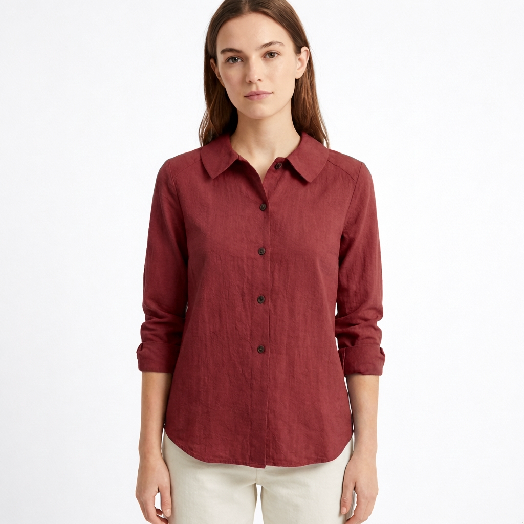 Sobrecamisa Mujer Algodón Holgada con Botones Casual