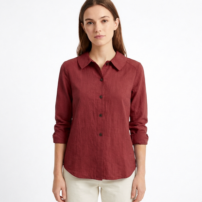 Sobrecamisa Mujer Algodón Holgada con Botones Casual