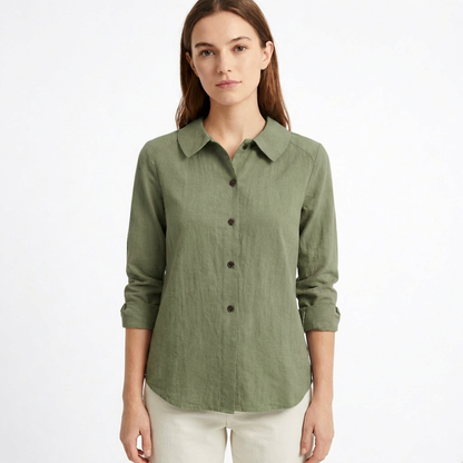 Sobrecamisa Mujer Algodón Holgada con Botones Casual