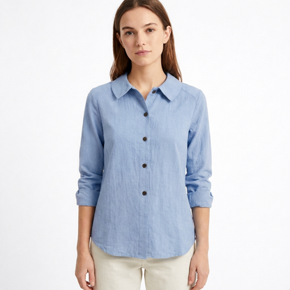 Sobrecamisa Mujer Algodón Holgada con Botones Casual