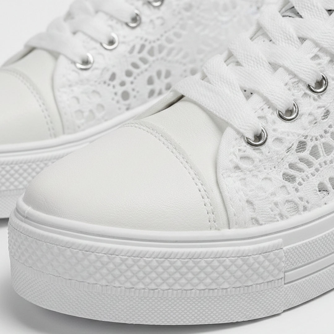 Zapatillas Plataforma Mujer Cordones Encaje Punta Redonda Suela Alta