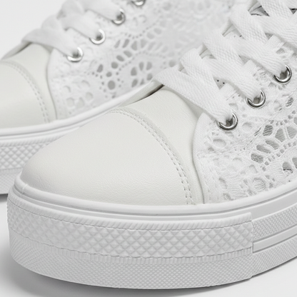 Zapatillas Plataforma Mujer Cordones Encaje Punta Redonda Suela Alta