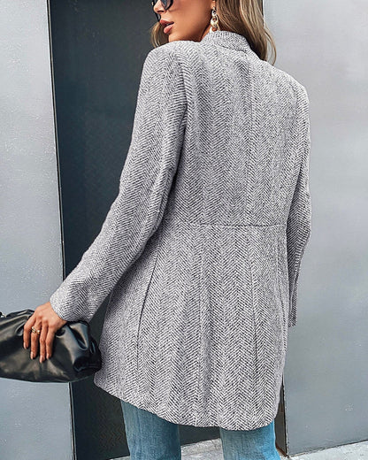 Blazer Mujer Largo Abierto con Bolsillos Funcionales