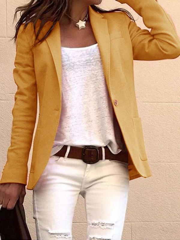 Blazer Mujer Formal con Solapa y Bolsillos Manga Larga