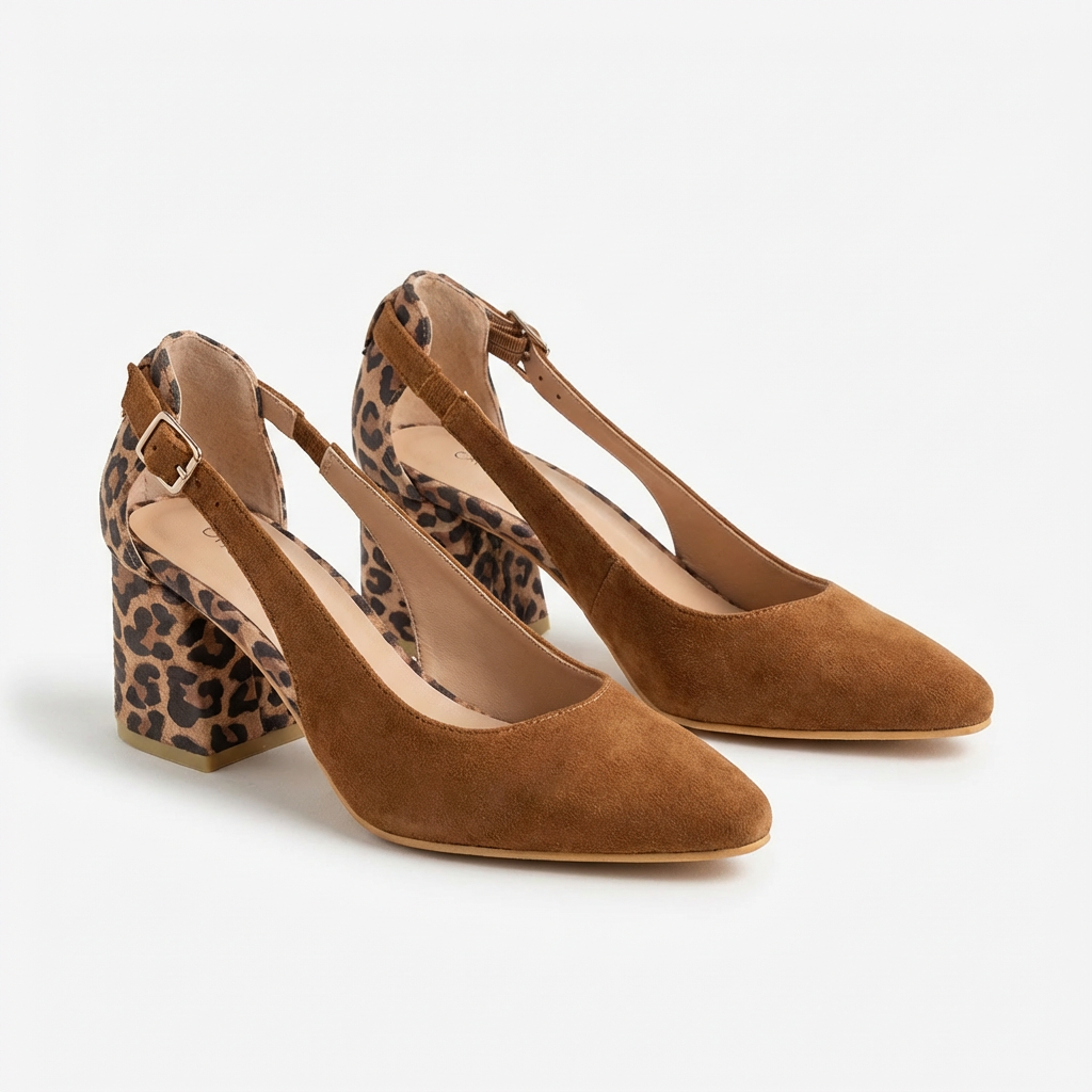 Zapatos Mujer Tacón Ancho Slingback Animal Print - Mavetta