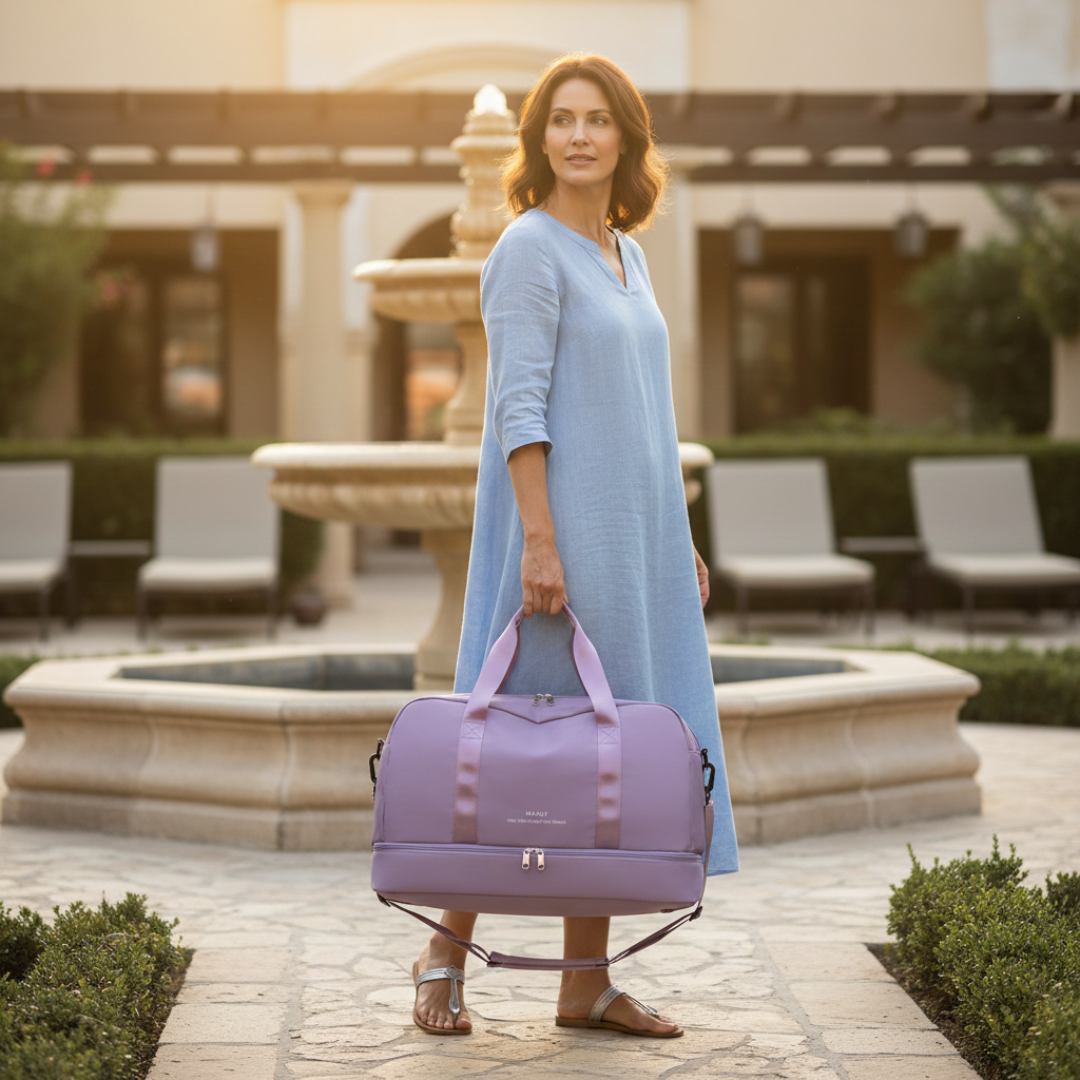 Bolsa de viaje mujer con compartimento inferior doble cremallera y