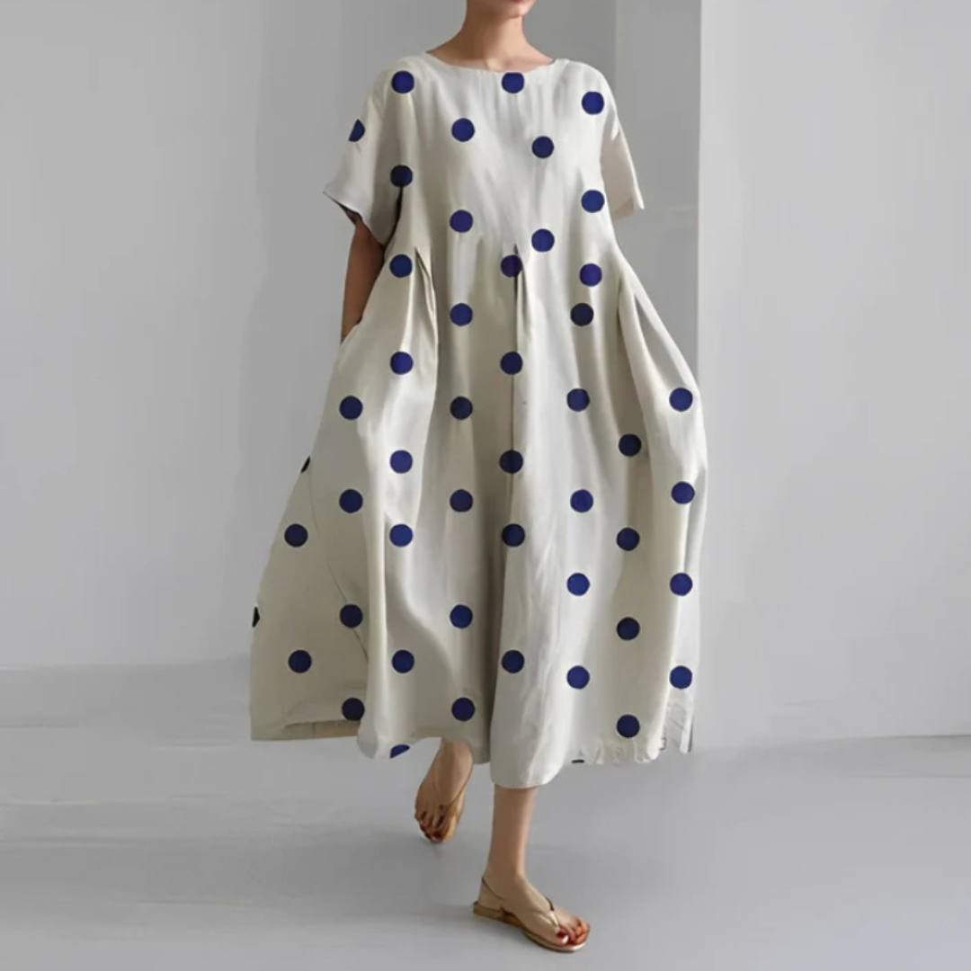 Vestido Midi Mujer Estampado Floral Manga Corta Corte Amplio