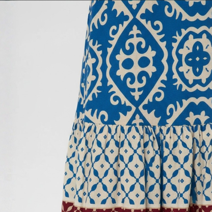Falda Larga Mujer Estampada Volante Bajo Maxi