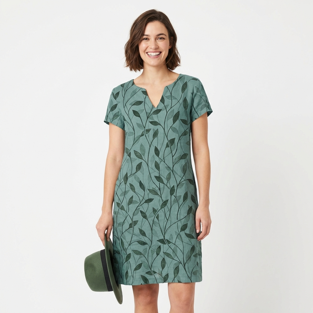 Vestido Recto Mujer Estampado Hojas Casual - Mavetta
