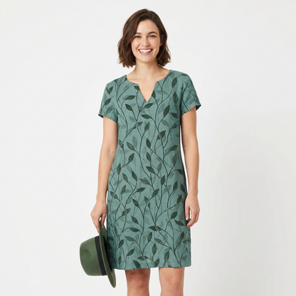 Vestido Recto Mujer Estampado Hojas Casual - Mavetta