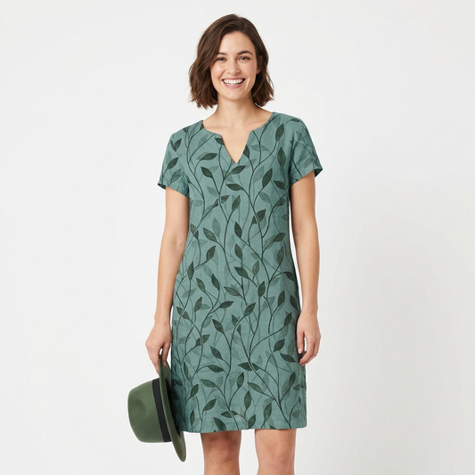 Vestido Recto Mujer Estampado Hojas Casual - Mavetta