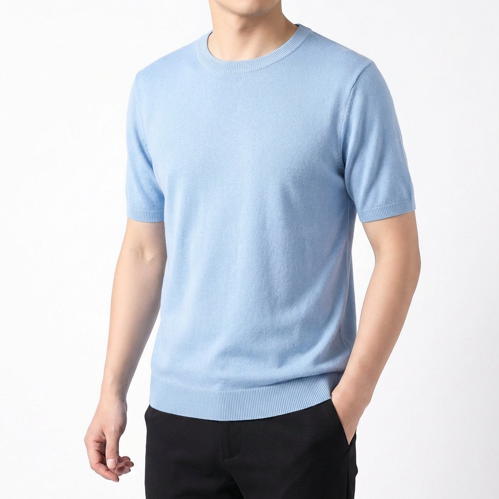 Camiseta Hombre de Punto Manga Corta Básica