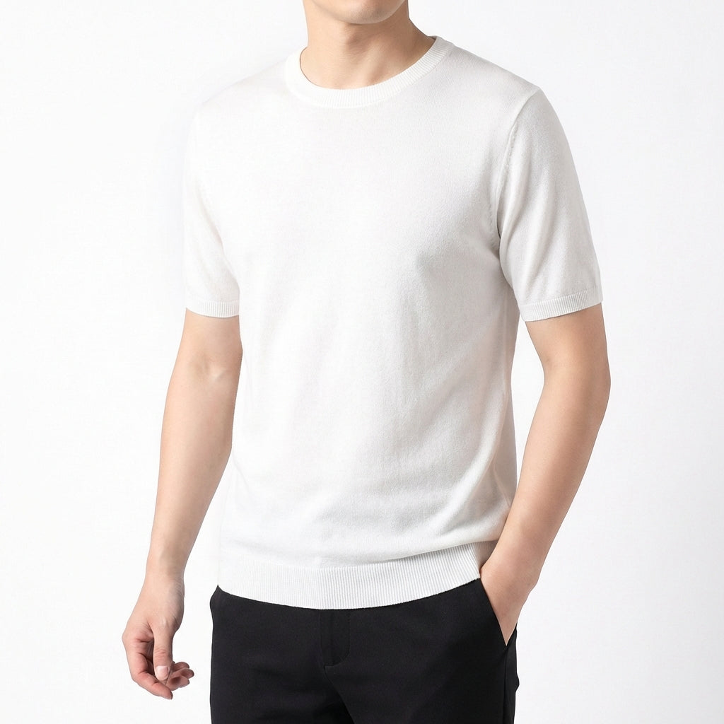 Camiseta Hombre de Punto Manga Corta Básica