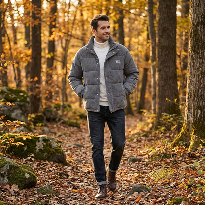 Chaqueta Acolchada Hombre Estilo Puffer Ajuste Regular