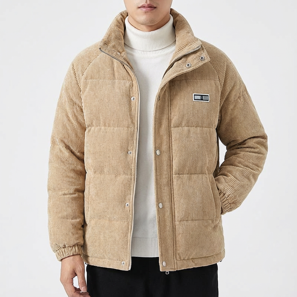 Chaqueta Acolchada Hombre Estilo Puffer Ajuste Regular