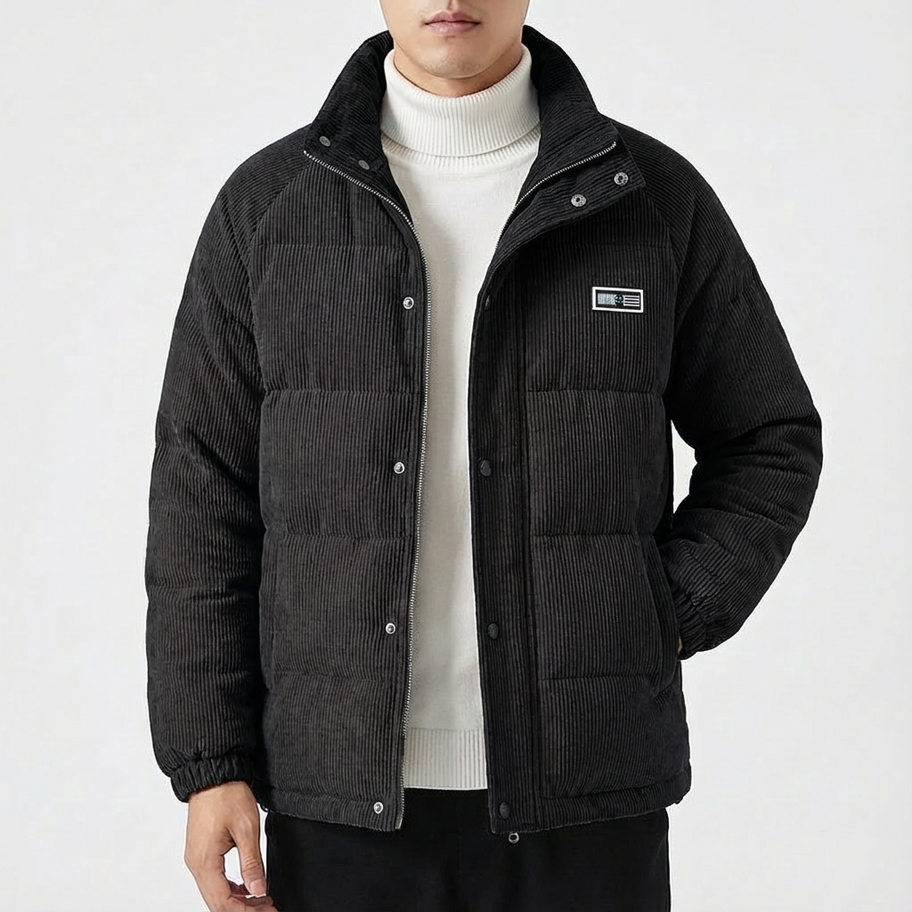 Chaqueta Acolchada Hombre Estilo Puffer Ajuste Regular