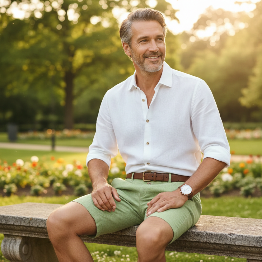 Bermudas Hombre Corte Entallado Cintura con Botones
