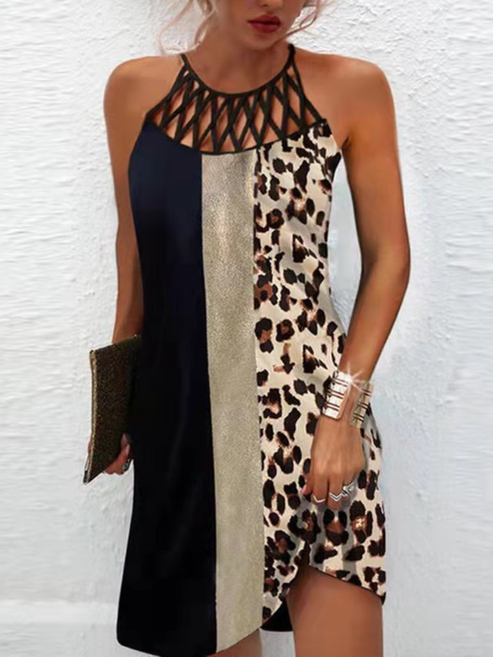 Vestido Halter Mujer de Tela Ligera Ajuste Slim