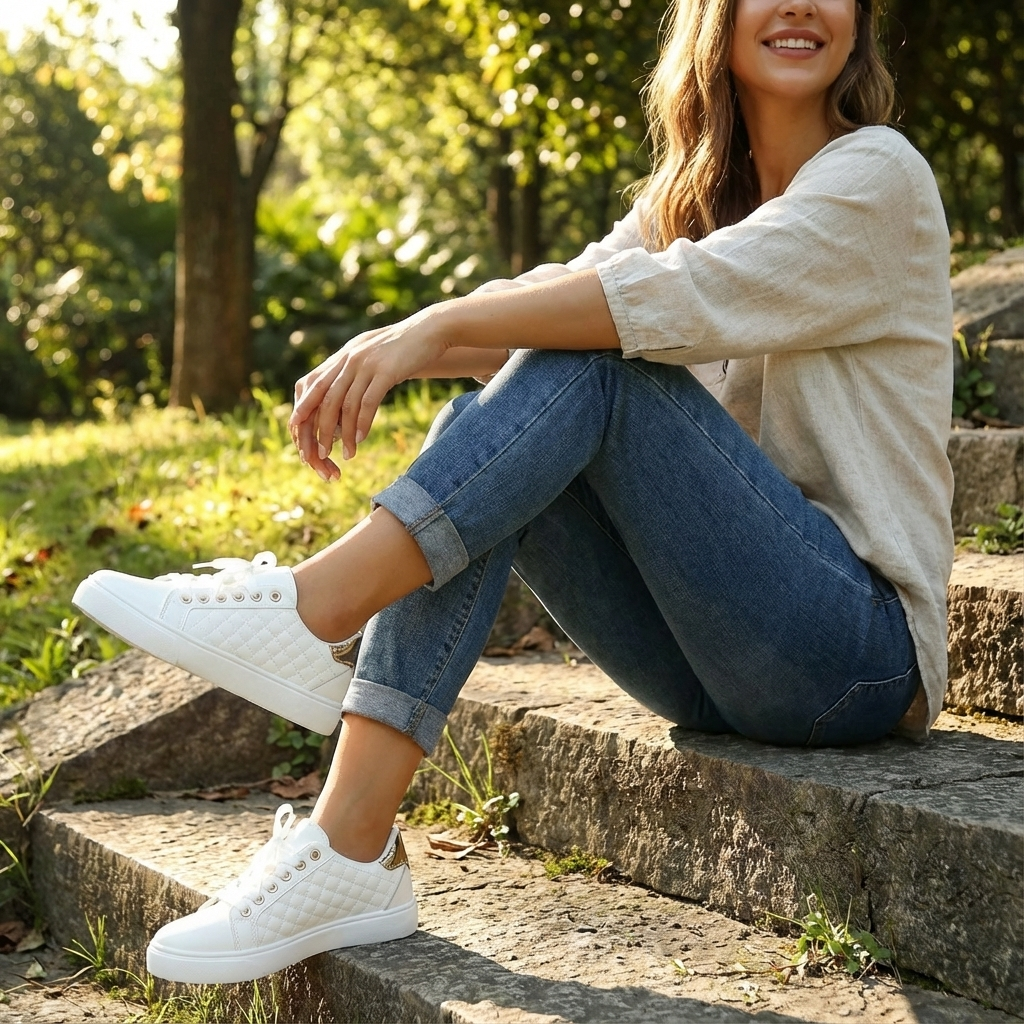 Zapatillas Mujer Acolchadas con Cordones Casual