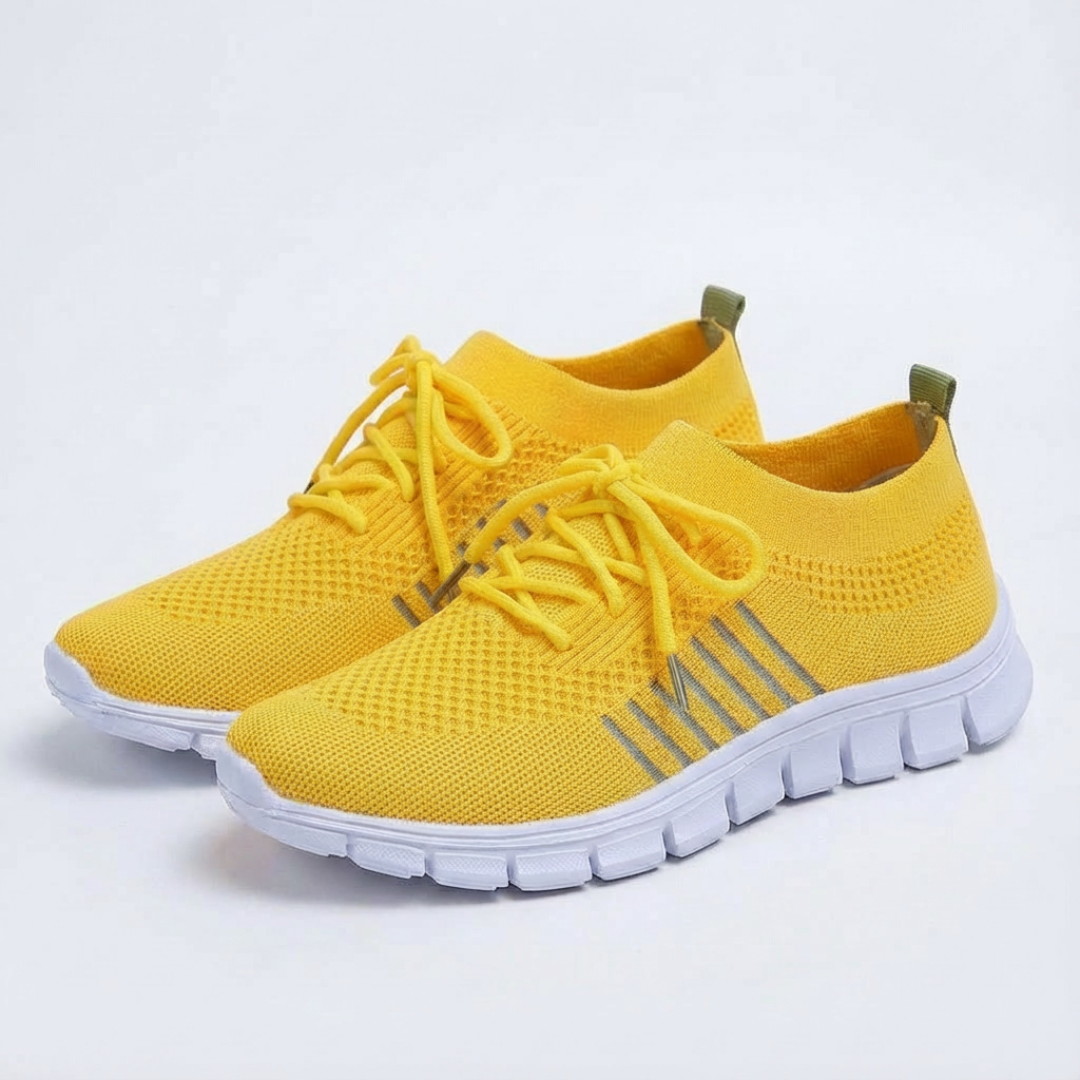 Zapatillas Running Mujer Knit Cordones Cuello Calcetín Suela Flexible