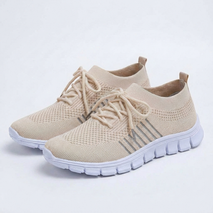 Zapatillas Running Mujer Knit Cordones Cuello Calcetín Suela Flexible