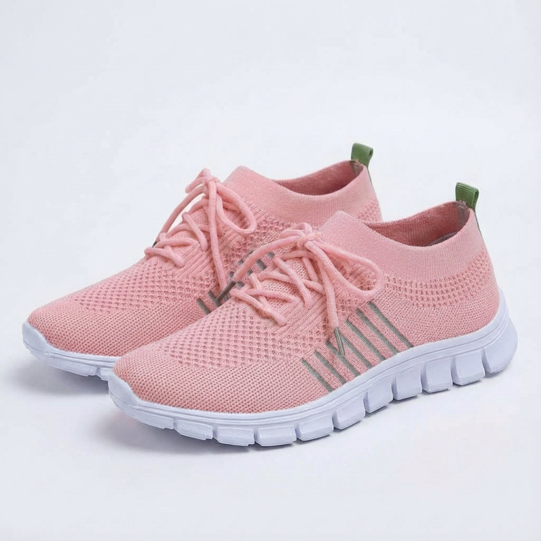 Zapatillas Running Mujer Knit Cordones Cuello Calcetín Suela Flexible