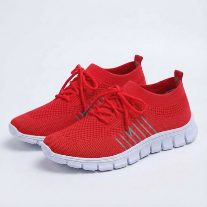 Zapatillas Running Mujer Knit Cordones Cuello Calcetín Suela Flexible