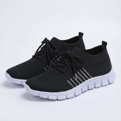 Zapatillas Running Mujer Knit Cordones Cuello Calcetín Suela Flexible